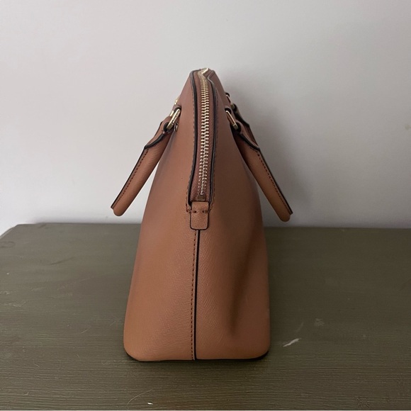 NWT Michael Kors Tan Leather Handbag Cindy Large Dome Acorn Purse Neutral Bag - Picture 10 of 13